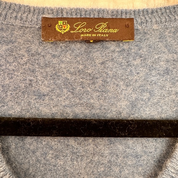 Loro Piana Soft Blue V-Neck Sweater - Picture 2 of 4